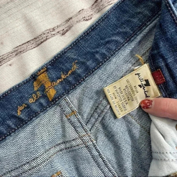 7 For All Mankind Raw Cuffs Blue Jeans Sz 29 - Picture 9 of 15
